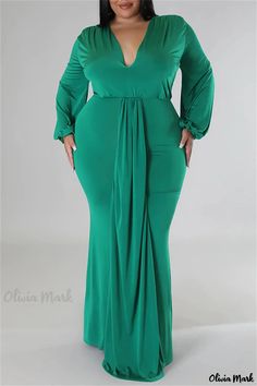 Olivia Mark - Patchwork V-Neck Plus Size Gray Long Sleeve Casual Dress for Women Light Green Suit, Fall Festivities, Long Sleeve Casual Dress, Pleated Midi Dress, Patchwork Dress, Long Sleeve Maxi, Dress Size Chart, White Maxi Dresses, Ruched Dress