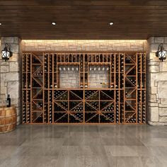 a wine rack in the middle of a room