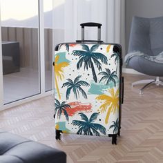 Traveling is best done in style, and suitcases help anyone do exactly that. Available in multiple sizes to accommodate your needs, they come with an adjustable handle, 360 degree swivel wheels, a safety lock, and an adjustable handle for carefree movement through airports and cities. To achieve high-resolution designs, prints go on a canvas surface that is encapsulated in the PC shell. .: Material: polycarbonate front and ABS back hard-shell  .: Adjustable telescopic handle .: Removable inner lining under a black rubber seal .: Two inner pockets .: Four double-wheels with 360o swivel  .: Built-in lock Have any questions? Please do not hesitate to message us! Didn't find the right item for you? Explore our other listings at : https://pawwisdomdesigns.etsy.com Thank you! We greatly appreciat Rectangular Luggage With Sleeve For Vacation, Tree Bag, Custom Luggage, Swivel Wheels, Suitcase Traveling, Suitcases, Go On, 360 Degree, Palm Trees