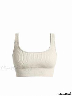 Olivia Mark - Seamless Yoga Sports Bra Vest for Women - Sexy and Body-hugging Design Ideal for Running, Fitness and Yoga Sessions Seamless Solid Crop Top For Gym, Fitted Seamless Beige Sports Bra, Fitted Beige Seamless Sports Bra, Seamless Sports Bra In Solid Color, High Stretch Ribbed Solid Sports Bra, Ribbed Seamless Sports Bra For Yoga, Beige Seamless Yoga Tops, Solid Color Seamless Crop Top, Seamless Fabric Sports Bra With Medium Bust Support