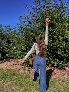 Fall Apple Picking Outfit Photo Pumpkin Picking Photoshoot, Apple Picking Picture Ideas, Apple Orchard Picture Ideas, Apple Picking Outfit Warm Weather, Apple Orchard Poses, Apple Farm Photoshoot, Orchard Outfit, Apple Picking Poses Couple, Apple Picking Fits