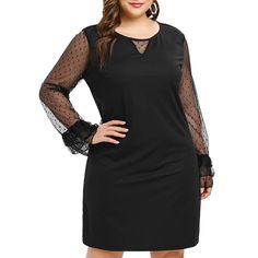 Plus Size Flare Sleeve Round Neck Dress - Black - 5C23616512 - Women's Clothing, Plus Size Women's Clothing  #PlusSizeWomensClothing #Women's #Clothing # #Plus #Size #Women's #Clothing Bodycon Plus Size, Plus Size Bodycon Dress, Cheap Dresses Casual, Plus Size Bodycon Dresses, Plus Size Bodycon, Printed Bodycon Dress, Round Neck Dresses, Black Sheath Dress, Straight Dress