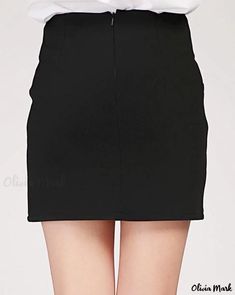 OliviaMark - Classic Black Pencil Skirt: Expertly Tailored with Bodycon Fit, Flattering A-line Silhouette, and Chic White Waistband High-waist Solid Mini Skirt For Work, High Waist Solid Color Mini Skirt For Work, Black Solid Mini Skirt For Work, Black Solid Color Mini Skirt For Workwear, Workwear Mini Skirt In Solid Color, Fitted Mini Skirt For Work, Office Mini Skirt In Solid Color, Fitted Solid Color Skirt For Work, Mini Length Skort For Work