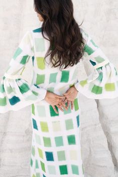 Green Parampara Dress | Over The Moon Spring Bohemian Cotton Silk Dresses, Modern Green Summer Dress, Elegant Cotton Silk Summer Dresses, Modern White Cotton Dress, Green Fitted Cotton Silk Dress, Handloom Fabric, Hemant And Nandita, Sleepwear Dress, Tanya Taylor