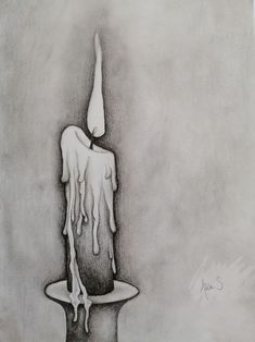 a drawing of a candle that is melting