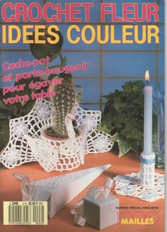 the front cover of crochet fleur des couleurr, with a candle