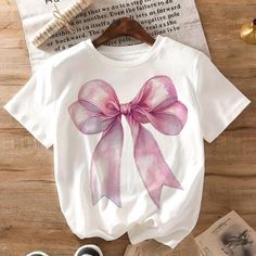 White Summer Bow For Gifts, Cute White Ribbon Bow, Cute White Bow With Ribbon, Pink Butterfly Knot Bow For Summer, Coquette T Shirt, Message Pink, Png Ribbon, Png Light, Pink Bow Png