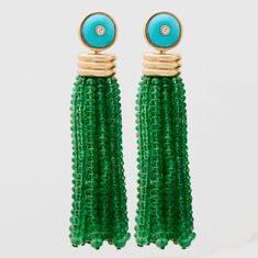 Elegant Turquoise Jewelry With Tassels, Elegant Turquoise Tassel Earrings For Gifts, Emerald Chandelier Earrings, Elegant Turquoise Earrings With Tassels, Turquoise Tassel Drop Earrings, Elegant Turquoise Tassel Fringe Earrings, Turquoise Fringe Tassel Drop Earrings, Elegant Turquoise Tassel Earrings, Convertible Jewelry