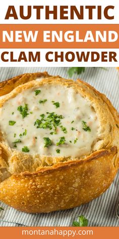 Bread bowl with New England Clam Chowder Seafood Clam Chowder, Best New England Clam Chowder, Clam Chowder New England, Best Clam Chowder Recipe, Cream Potatoes, Clam Chowder Soup, Fresh Clams, Clam Chowder Recipe, Chowder Recipes Seafood