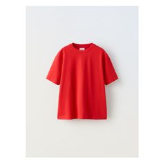 Round neck T-shirt with short sleeves. Basic Zara Tops, Red Short Sleeve T-shirt, Casual Pink Zara T-shirt, Red Short Sleeve T-shirt By Zara, Basic Zara T-shirt, Basic White Zara T-shirt, Red Cotton T-shirt By Zara, Zara Red Short Sleeve T-shirt, Zara Stretch Short Sleeve T-shirt