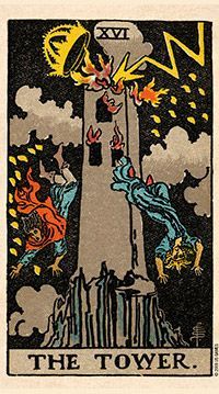 the tower tarot card is shown in color