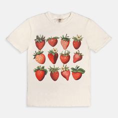 Strawberry Tee Basic Organic Cotton T-shirt With Graphic Print, Oversized Cotton T-shirt With Sublimation Print, Unisex Casual Top With Sublimation Print, Retro Relaxed Fit T-shirt With Sublimation Print, Retro T-shirt With Sublimation Print, Relaxed Fit, Unisex Casual T-shirt With Sublimation Print, Casual Unisex T-shirt With Sublimation Print, Trendy Relaxed Fit T-shirt With Sublimation Print, Casual T-shirt With Funny Print, Relaxed Fit