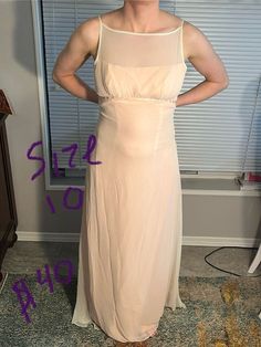 3 Vintage pale pink illusion tops with  empire waist floor length gowns . size 10  perfect for  bridesmaids. $40 or best offer  buyer pays shipping Sheer Fitted Chiffon Prom Dress, Fitted Sheer Chiffon Prom Dress, Fitted Chiffon Prom Dress With Ruched Bodice, Fitted Maxi Length Chiffon Prom Dress, Fitted Chiffon Dress For Prom Season, Fitted Chiffon Maxi Dress For Prom, Fitted Chiffon Dress With Illusion Neckline For Wedding, Prom Chiffon Maxi Dress With Sheer Bodice, Fitted Chiffon Dress For Homecoming And Prom