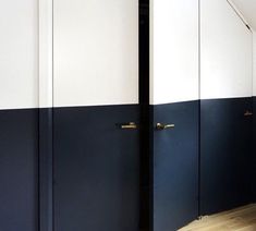 two blue and white doors in a room