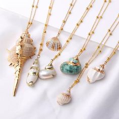 Dainty Golden Swirl Sea Shell Necklace Gold Plated Authentic Seashells Choose Between 3 Different Designs, Turquoise Sea Shell/Striped Clam Shell/Satin Pearl Finish Seashell Offers Welcome Add To Bundle For Special Pricing Shipping Same & Next Day (Before 1 Pm Est) 5-Star Rated Check Back Daily For New Listings Send Me A Message If You Have Any Questions Piercing Conch, Jewlery Necklace, Celtic Knots, Seashell Jewelry, Beach Necklaces, Seashell Necklace, Conch Shell, Shell Necklace, Shell Jewelry