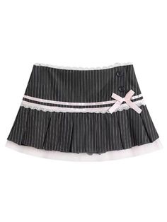 Lace trim, Vintage pinstripes, Cute bow, Low waist, Safe pants inside Material: Polyester Color: Pink, Blue, Grey Size: S, M, L Unit: CM Waist Length S 68 27 M 72 28 L 76 29 Tips: 1cm ≈ 0.3937 inch Kindly note: There may be 2-3cm error due to manual measurement. If you need size help, please drop us a message.  Contact Girly Academia, Harajuku Fashion Kawaii, Goth Skirts, Star Tights, Summer Formal Dresses, Bodycon Dresses Casual, Fashion Shorts, Shorts Skirts, Cute Bow