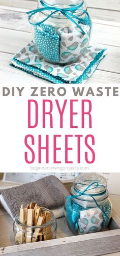 diy zero waste dryer sheets in a drawer with text overlay that reads diy zero waster drying sheets