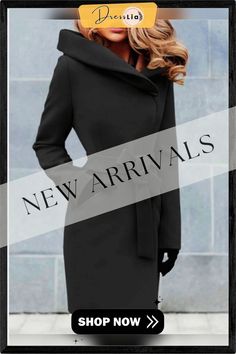 New Women Fashion Solid Color Woolen Jacket Coat Ladies Casual Loose Long Trench Coat Autumn Winter Overcoat Long Jacket Windbreaker Plus Size Luxury Office Outerwear With Stand Collar, Elegant Hooded Outerwear In Solid Color, Elegant Hooded Solid Outerwear, Elegant Solid Color Hooded Outerwear, Elegant Solid Hooded Outerwear, Elegant Hooded Pea Coat For Work, Winter Overcoat, Coat Autumn, Long Trench