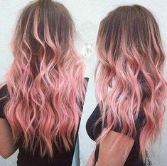 Pastel Pink Hair Ombre, Brown To Pink Ombre, Pastel Pink Ombre, Pink Dip, Underlights Hair, Pink Ombre Hair, Pink Hair Dye, Brown Ombre Hair, Ombre Highlights