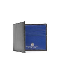 Launer Eight Credit Card Wallet, Black/Royal BlueOne of their most popular designs, the eight-card pocket wallet by Launer is a staple accessory of any well-dressed man. Crafted by hand in England using only the finest Italian calfskin leathers, this wallet fits eight credit cards and nearly $10,000 in cash. Remarkably thin, the leather is hand-skived to ensure a thin, comfortable profile.While we do not stock this piece, we do offer a bespoke service. Select the piece as-is, or select from rich Royal Blue Interior, Launer London, Blue Leather Wallet, Luxury Leather Bag, Credit Card Wallet, Pocket Wallet, Blue Interior, Well Dressed Men, Classic Outfits