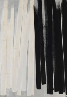 an abstract painting with black and white stripes