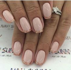 Shellac Nail Designs, Rose Gold Nail Art, Rose Gold Nails Design, French Manicure Designs, Gold Nail Art, Rose Gold Nails, Super Nails, Shellac Nails