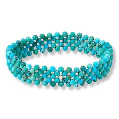 Jay King Heavenly Well Lake Turquoise Woven Bead Stretch Bracelet  Beautiful blue turquoise beads, handcrafted into a woven design, make this easy-to-wear stretch bracelet a fun, fashionable addition to any outfit. From Jay King.       Approx. 7-1/4"L x 1/2"W; fits 7" to 7-1/2" wrist     Stamped .925 (quality tag only)     Stretch bracelet has 3mm round blue-green turquoise beads woven together with jeweler's elastic   Stone Information       All sizes and weights approximate     Stabilized Heav Turquoise Stretch Bracelet With Colorful Beads, Handmade Turquoise Round Beaded Bracelets, Handmade Round Turquoise Beaded Bracelets, Turquoise Beaded Bracelets With 8mm Beads, Turquoise Hand-strung Beaded Bangle Bracelet, Turquoise Beaded Stretch Bracelet With Round Beads, Turquoise Beaded Stretch Bangle, Turquoise Bracelet Beads 8mm, Turquoise Hand-strung Stretch Bangle Bracelet