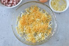 the ingredients to make this dish include cheese, ham, and grated parmesan cheese