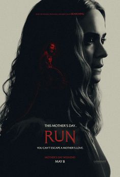 the movie poster for run, which features a woman with long hair