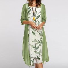 Women Crewneck Floral Graphic Midi Summer Dress Lightweight With Open Front Cardigan- Size Xl New Without Tags Unbranded Material Polyester Estilo Hipster, Shift Dresses, Womens Fall Dress, Round Neck Dresses, Crewneck Dress, Elegant Dresses Long, Sierra Leone, Mongolia, Printed Maxi