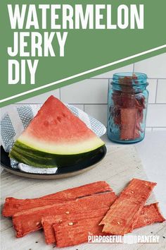 watermelon jerky diy is shown on a cutting board