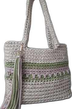 Beige Canvas Bag With Handle Drop For Daily Use, Eco-friendly Handheld Bag For Daily Use, Eco-friendly Handheld Bags For Everyday Use, Green Shoulder Bag With Handle Drop, Canvas Tote Bag With Handle Drop For Errands, Beige Handheld Bags With Handle Drop, Eco-friendly Beige Bags For On-the-go, Everyday Double Handle Crochet Gift Bag, Everyday Beige Shoulder Bag For Gifts