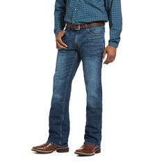 A modern take on a classic style. Comfortable and durable, our boot-cut M4 is relaxed through the hip and thigh for a fit that looks good on everyone. M4 Legacy Stretch Jean | Men's M4 Legacy Stretch Jeans in Freeman, Size: 30 X 30 by Ariat Jeans For Men Over 50, Stylish Jeans For Men, Jeans Boots, Stylish Jeans, Jeans For Men, Relaxed Jeans, How To Stretch Boots, Classic Boots, Mens Denim