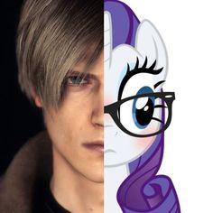 an animated image of a person with glasses and a pony - haired haircut next to another character's face