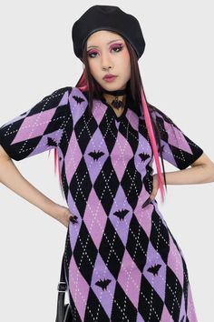 Monsterlicious Knit Dress Edgy Grunge Style, Pastel Goth Dress, All Out Anime, 30s Dresses, Extra Clothes, Edgy Grunge, Argyle Print, Preppy Plaid, Alternative Clothing