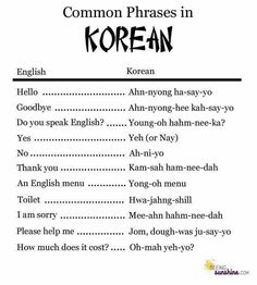 the common phrases in korean for beginners to learn with their english and chinese characters