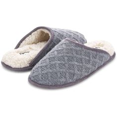 What could make chilly days even better? This fluffy, incredibly cozy slip-on style of course. A timeless go-to, this slipper boasts lattice knit paired with faux faux shearling for the ultimate in relaxation. The super-soft cushioning cradles your feet while the durable, anti-slip rubber sole ensures all-day coziness and comfort. Cozy Synthetic Slippers For Winter, Cozy Synthetic Slippers, Gray Winter Slippers With Textured Footbed, Gray Textured Slippers For Winter, Gray Textured Winter Slippers, Grey Slippers, Bear Slippers, Faux Fur Slides, Classic Slippers