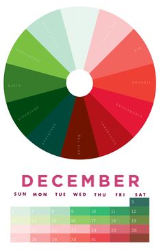 a color wheel with the words december written on it