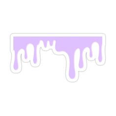 a purple and white sticker with dripping paint