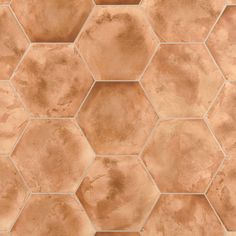 an image of a tile floor that looks like hexagonal tiles in brown tones