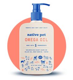 a bottle of pet shampoo with an orange circle around it and the words native pet