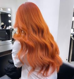 Orange Wavy Hair, Orange Hair Color Ideas, Ginger Blonde Hair, Orange Hair Color, Hair Stages, Hair Color Orange, Red Hair Inspo