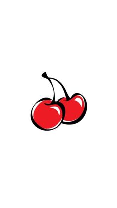 two cherries on a white background, one is black and the other is red