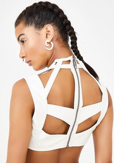 Club Exx Cut-Out Lace-Up Harness Bra Top – Dolls Kill Cropped Crop Top With Zipper Closure For Night Out, Cropped Zipper Closure Crop Top For Night Out, Spring Crop Top With Zipper Closure For Night Out, Spring Crop Top With Zipper For Night Out, Summer Party Crop Top With Zipper Closure, Sequin Bra, Holster Bag, Leather Bra, Harness Bra