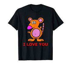 a t - shirt that says i love you with a cartoon rat on it