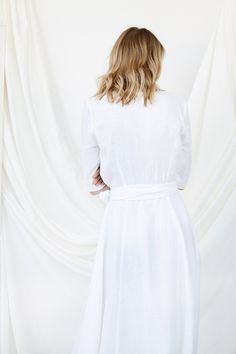 Wrap Wedding Dress, Alternative Wedding Dress, Linen Wedding Dress D E S C R I P T I O N * Wrap around linen dress * Elegant V-shaped neckline * 3/4 sleeves * Side seam pockets * Wide skirt D E T A I L S * Sizes: XS - XXL * 100% European soft and washed linen fabric (weight 206 g/m² | 6.49 oz/yd²). Fabric is woven according to universally accepted quality requirements, which correspond to OEKO-TEX® Standard 100 certified. Y O U R - S P E C I A L - W I S H E S I can make the following adjustments Elegant Linen Wedding Dress, Spring Wedding Linen Dress, White Linen Spring Wedding Dress, White Linen Dress For Spring Wedding, Spring Wedding White Linen Dress, Elegant White Linen Wedding Dress, Fitted Linen Wedding Dress, Fitted White Linen Wedding Dress, Linen Dresses Elegant