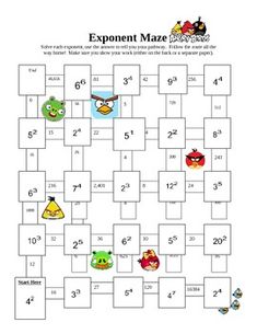 an expoptent maze with angry birds and numbers for each number, which is the same