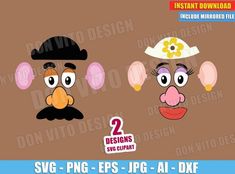 two cartoon characters with different facial expressions and hats on their heads, one is wearing a hat