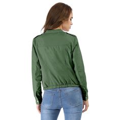 Refresh your moto jacket collection with this lightweight jacket. Simple and understated, designed with a stand collar and center-front zip closure, making it versatile for styling up and down. It boasts button embellishments across the cuffs and neckline, inspired by the classic biker design. A contemporary join on a classic design, pair this with jeans or over a dress for a chic outfit. Button Embellishments, Chic Outfit