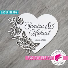 Heart with Flower sign for Laser cutter svg dxf eps pdf SVG DXF PNG Cutting File Cnc Router Wedding Projects, Laser Files, Keychain Design, Laser Cut Files, Svg Design, Name Plate, Wedding Gifts, Gifts